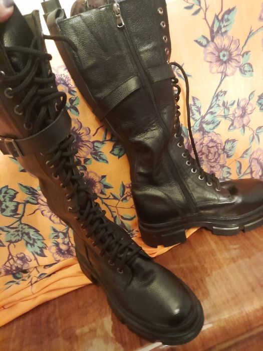 Сапоги осенние зимний кожа