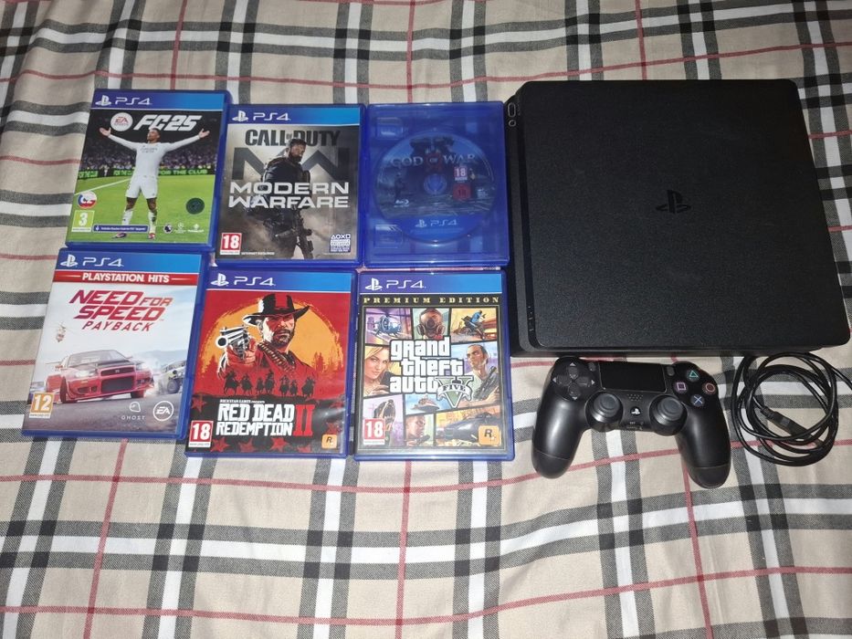 PlayStation 4/Ps4 Slim 528gb cu 6 jocuri si volan cu pedale