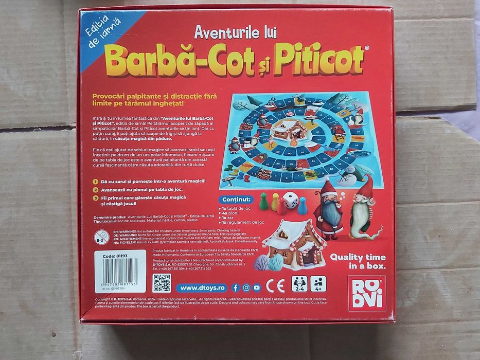 Joc de societate copii Aventurile lui Barba-Cot si Piticot - Editia de iarna (D-Toys / Roovi)