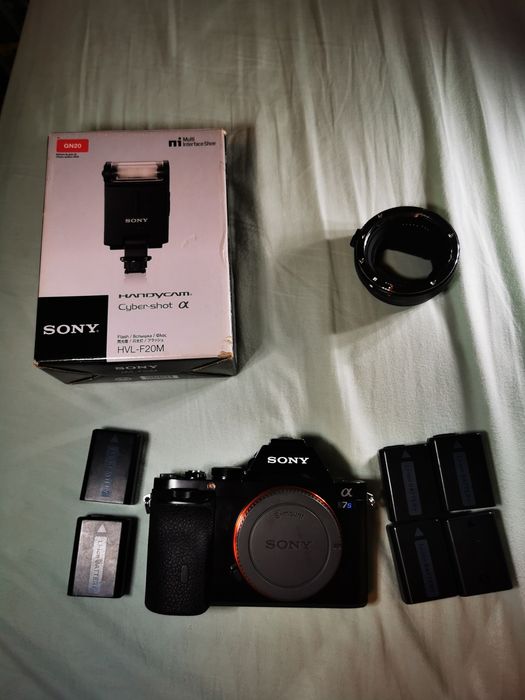 Aparat foto A7S mk1 cu 6 baterii adaptor pentru obiective Canon EF