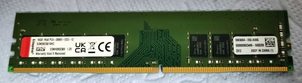 памет RAM  16Gb DDR4 2666 UDIMM, ECC unbuffered