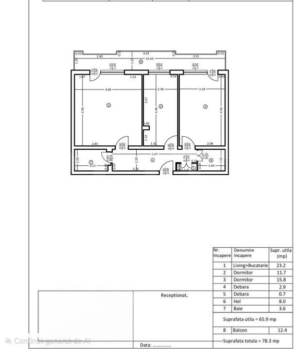 Apartament de 3 camere, 65.90 mp, zona Ramada