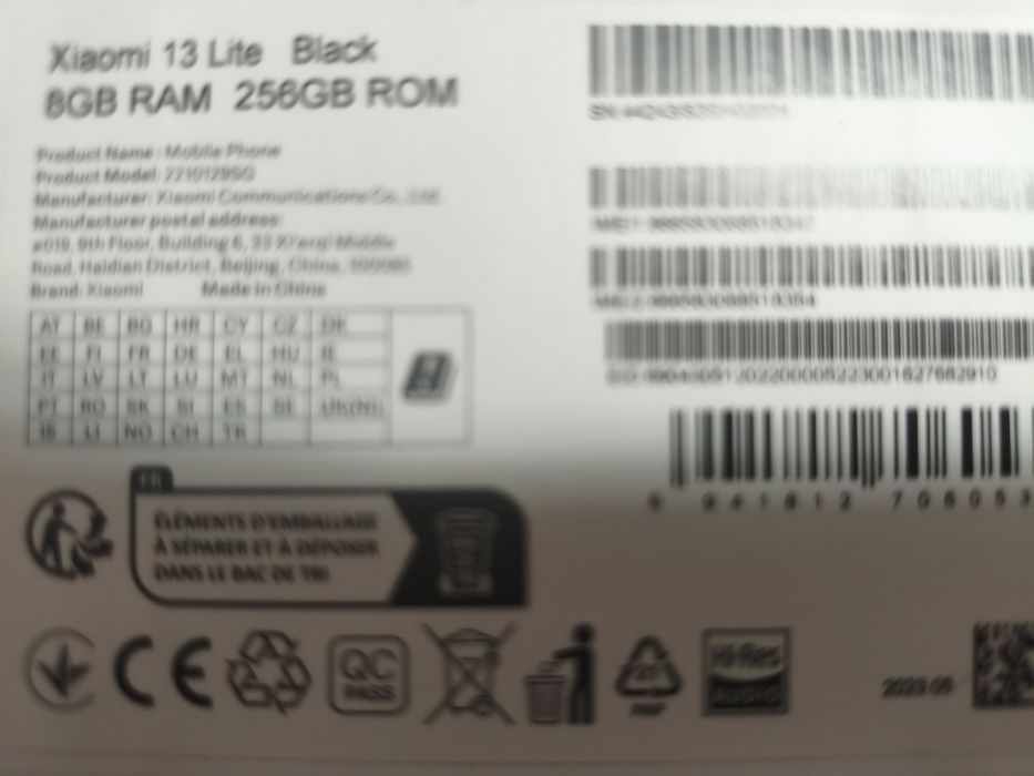Xiaomi 13 lite 256GB/8GB