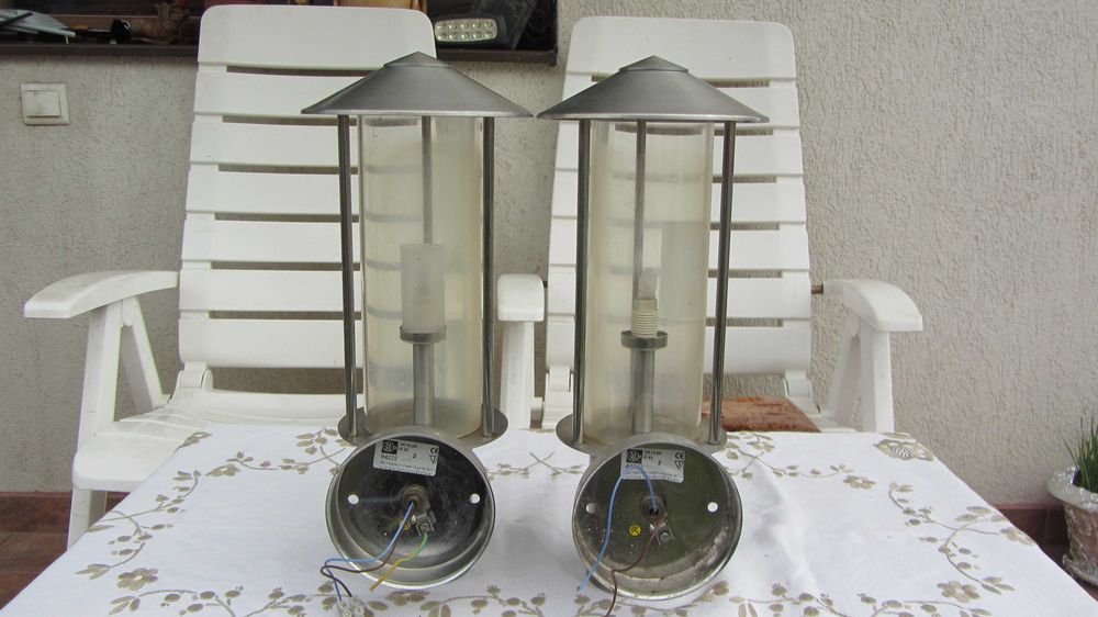 Aplice exterior, inox si sticla , iluminat exterior rezistente la apa