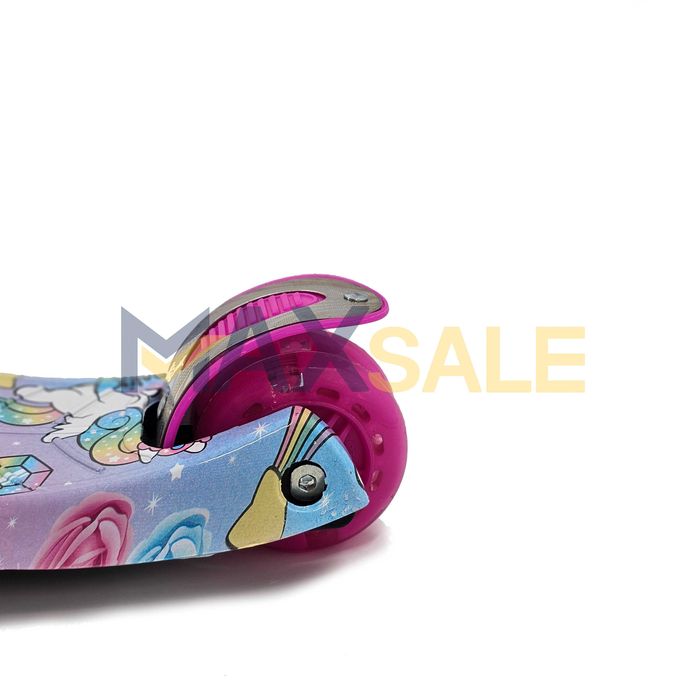 Детска тротинетка 3 светещи колела еднорози/розово/синьо скутер колело