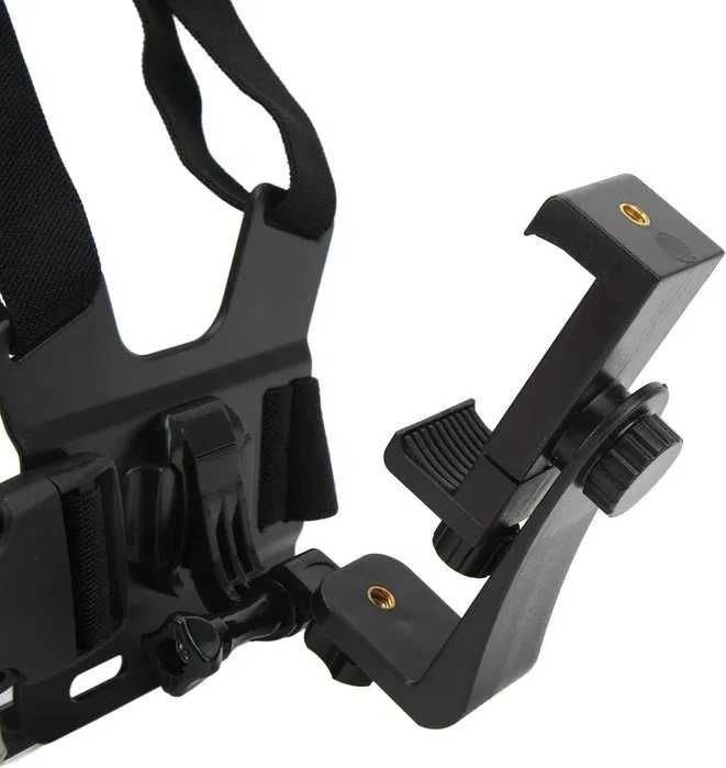 GoPro комплект 5в1 с нагръдник, стойка за телефон и 360° адаптер нови