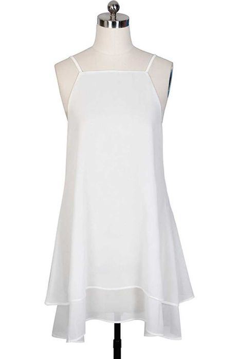 Rochie din voal, cu volonas jos, de vara, alb, nou, S/M