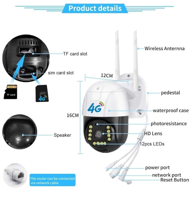 Camera de supraveghere inteligenta cu cartela SIM 4G