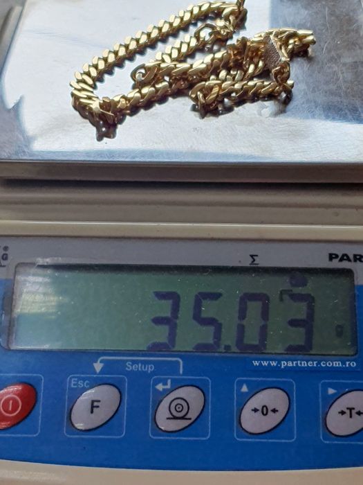 Lanț bărbătesc masiv din aur de 14K, model Cuban – 35,03 g