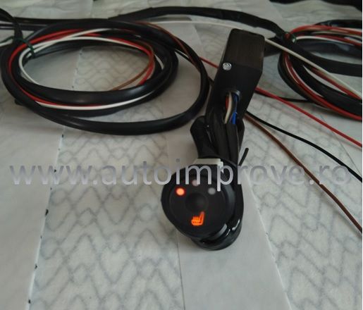 Kit Incalzire Scaun Fibra de Carbon - buton rotund 3 trepte PUSH