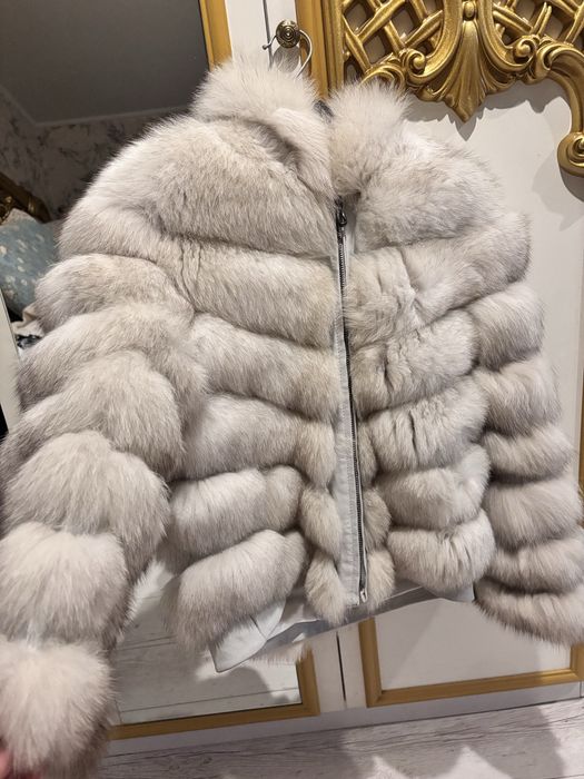 Палто естествен косъм от сребърна лисица