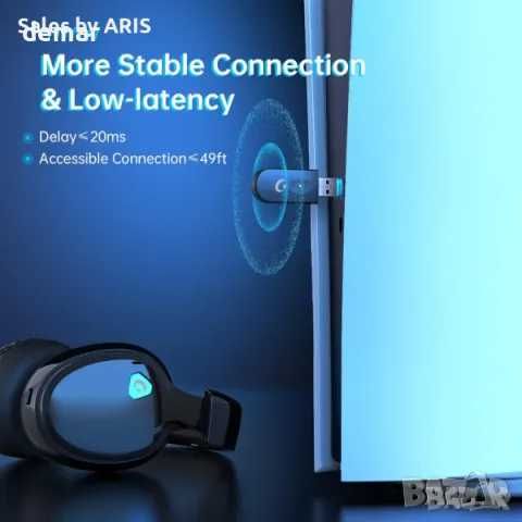 Безжични слушалки Gvyugke за игри, 2,4 GHz, черно синьо