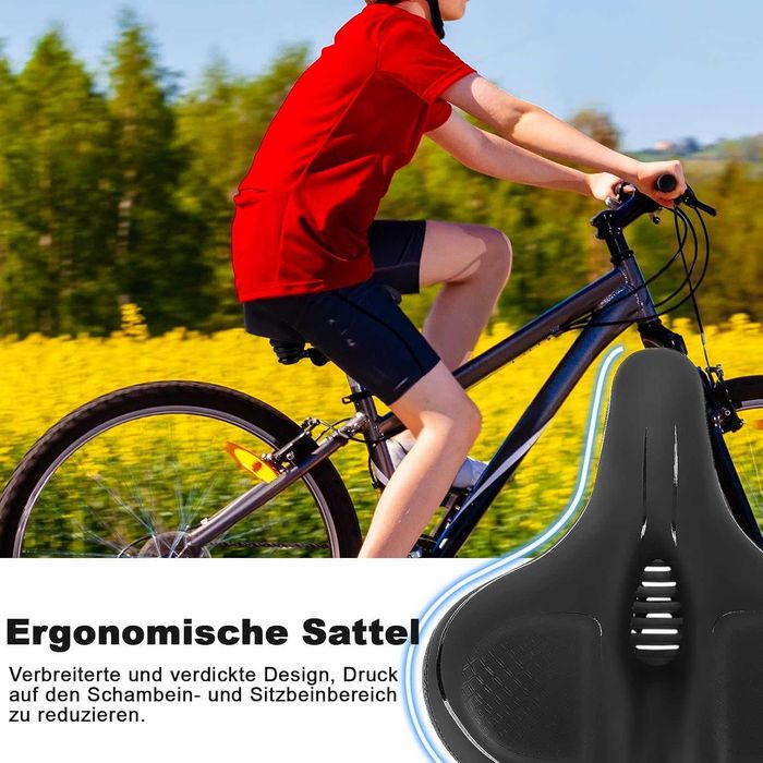 Șa de bicicletă ergonomică și extra lată TONBUX, cu spumă de memorie și suspensie