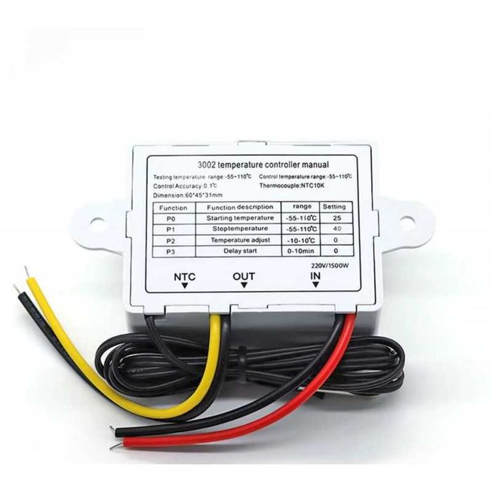 Терморегулатор XH-W 3002, -50 до +110° C, 220 VAC,NTC10K - 100см, 4260