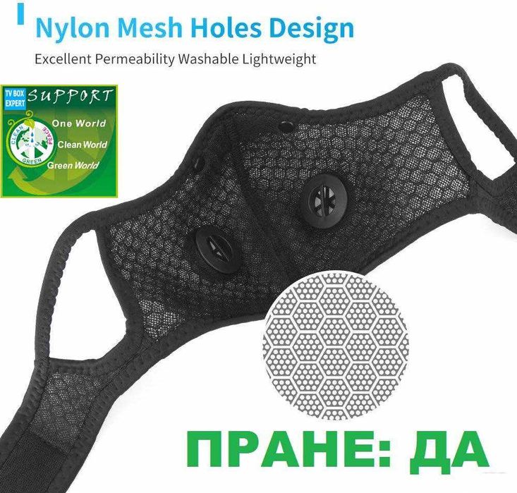 Защитна(предпазна)маска за лице+подарък:филтър с активен въглен,5 слоя