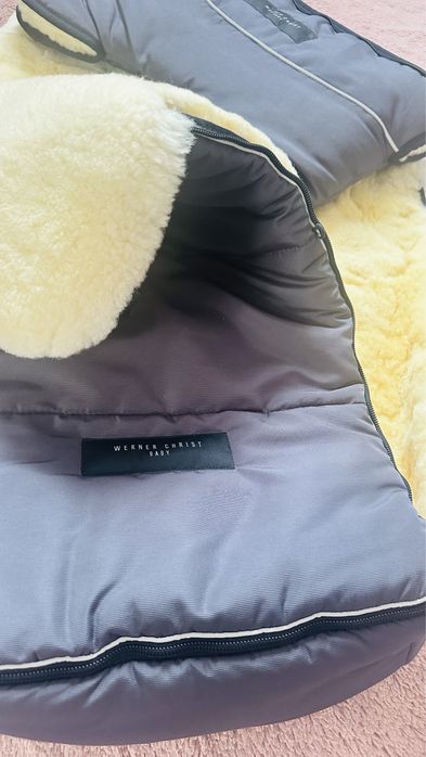 Естестена вълна!  Агнешки Зимен чувал за количка Маншон ръкавици НОВИ