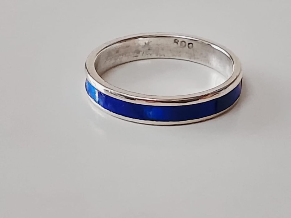 Inel vechi din argint 800, albastru, lapis lazuli