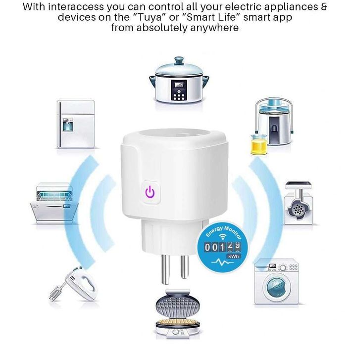 Интелигентен WiFi контакт 20А електромер превключвател смарт ключ реле