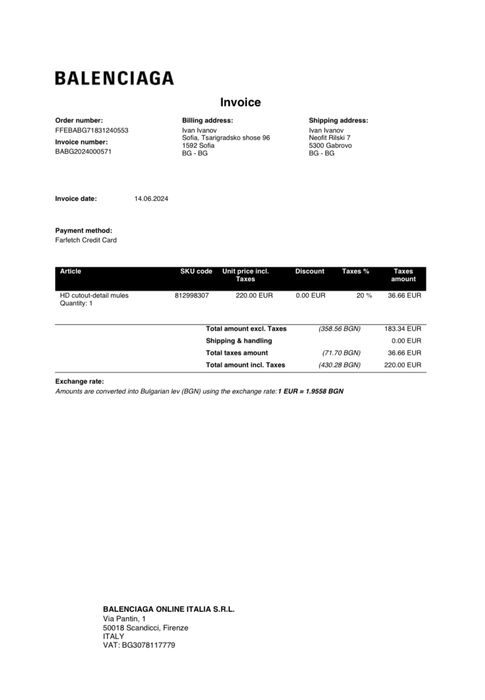 Balenciaga HD Mule 45 размер