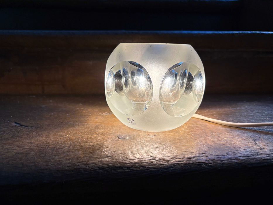 Lampa, veioza, Space Age Peill & Putzler Ice Cube din cristal greu cu eticheta originala mid century
