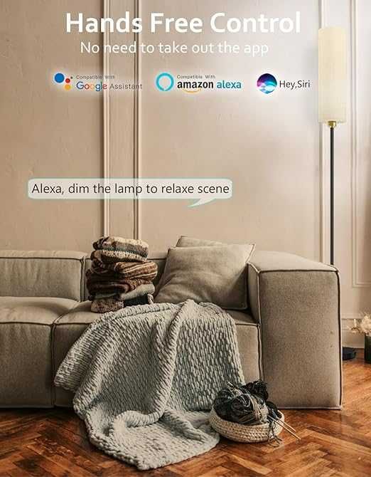 Lampă de podea inteligentă Alexa și Google Home WiFi cu telecomandă