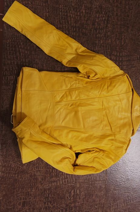 Geaca de piele naturala galbena LADC Paris, masura S