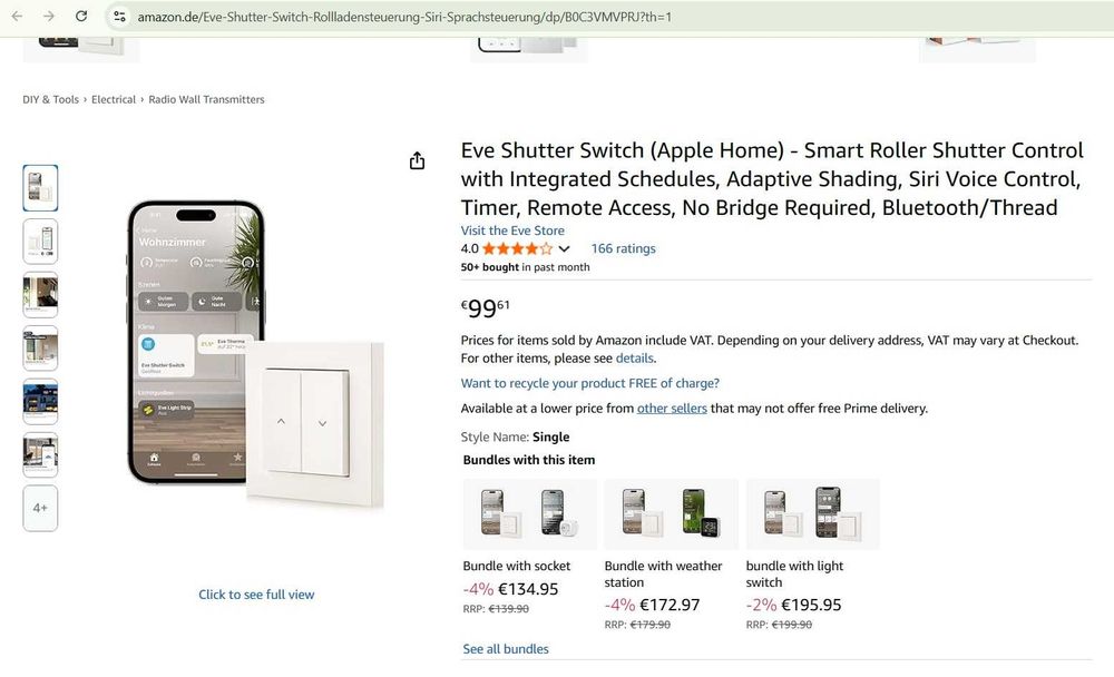 Control inteligent al obloanelor Eve Shutter Switch (Apple Home)