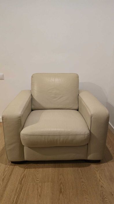 Canapea piele naturala extensibila Mobexpert + fotoliu + taburet gama POLO