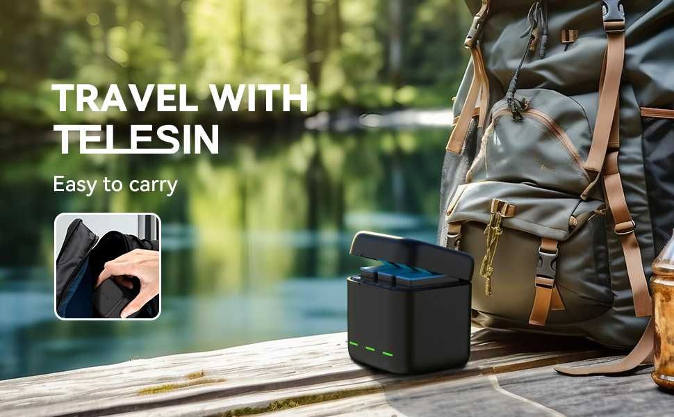 Зарядно с две батерии за GoPro Hero 12 / 11 / 10 / 9 от TELESIN