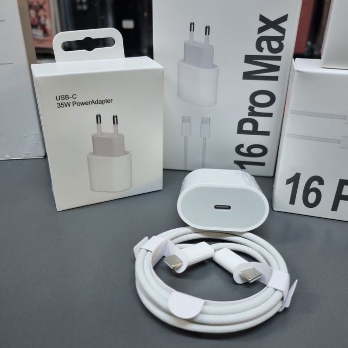 Бързо зарядно за iPhone 16 адаптер и кабел type-c/type-c за зареждане
