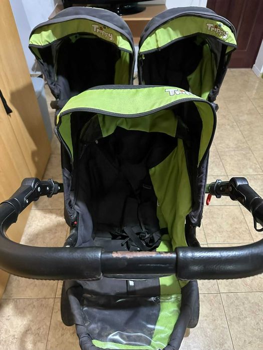 Carucior 3 in 1 pentru tripleti BabyActive Trippy Verde Deschis
