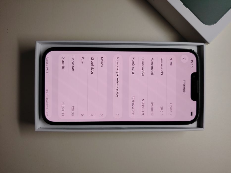 iPhone 13 128GB Verde • Full box • Sanatatea bateriei 78%