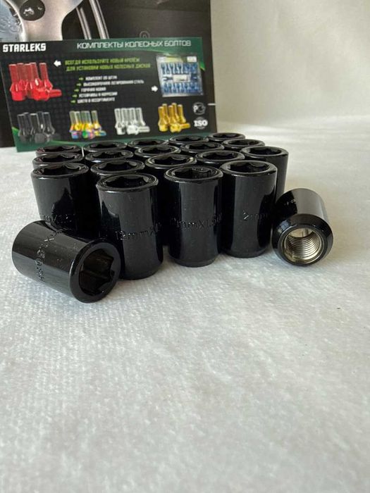 Комплект гаек 200045XL/BC М12х1.5 конус внутренний шестигранник черный