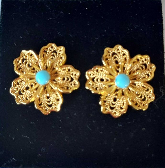 Vînd cercei filigram cu piatrã de turcoaz
