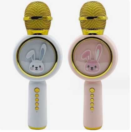 Детски караоке микрофон Rabbit X6 Bluetooth, светлини и звук със зайче