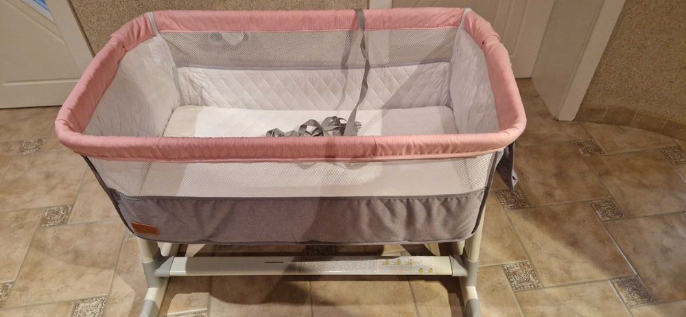 Детско легло/кошара Lionelo Theo "next to me" - 2бр - розово и сиво