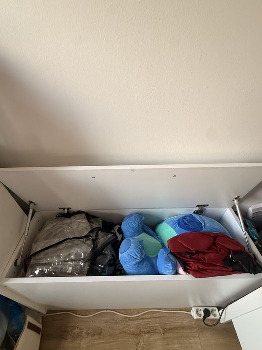 Unitate depozitare cu capac rabatabil/comoda alb lucios