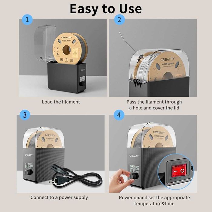 Uscator filament Creality Dry Box 2.0 cu centilator