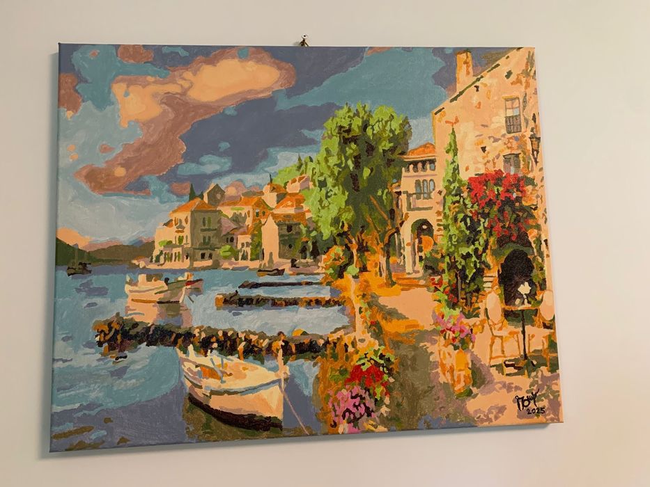 Vand tablou nou pictat pe panza , culori acrilice 50/40cm, o747o43966