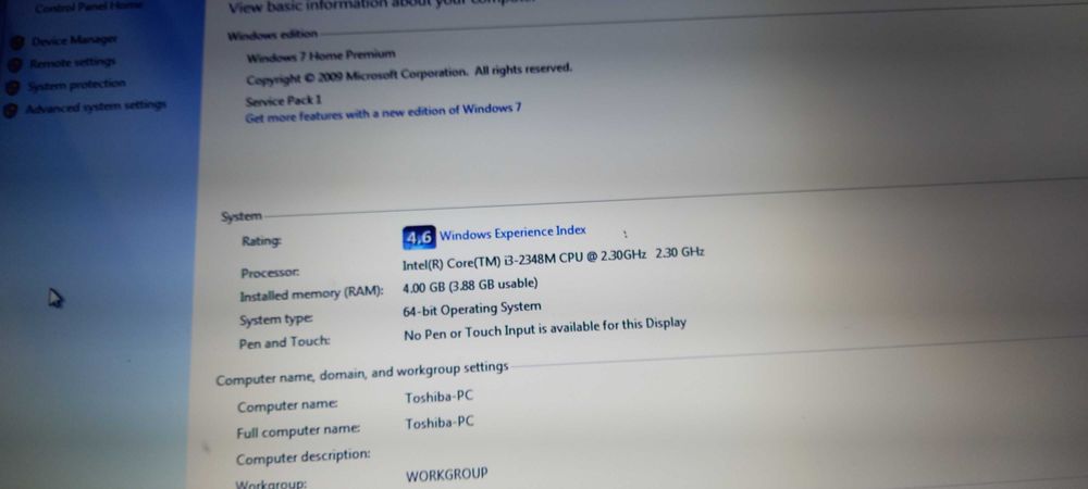 Toshiba Satellite I3 laptop
