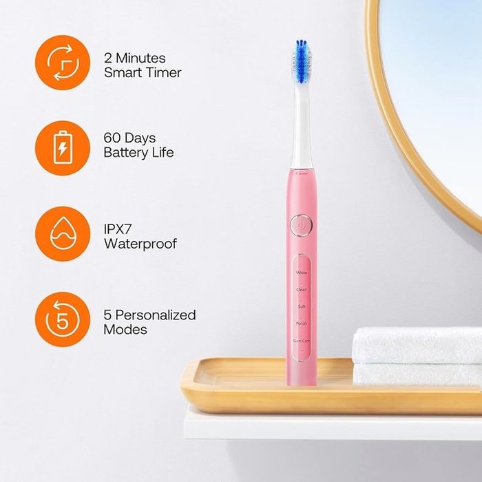 Електрическа четка за зъби, ултразвукова, 5 програми, таймер