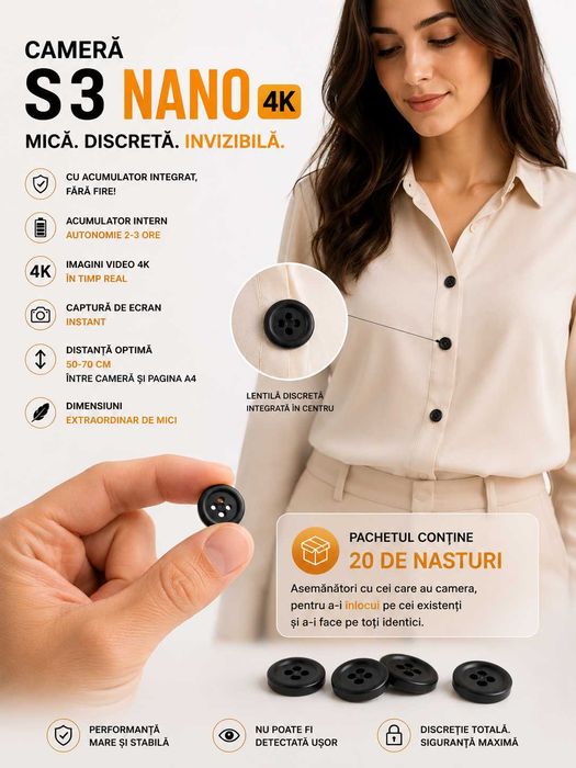 Casca de copiat - Camera Video in Nasture - Casti de copiat - Sisteme de copiat - iCheat S3 Nano 4K Wireless