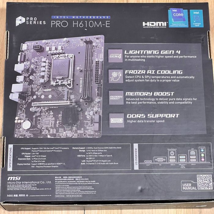 H610M-E DDR5 msi 13 avlod