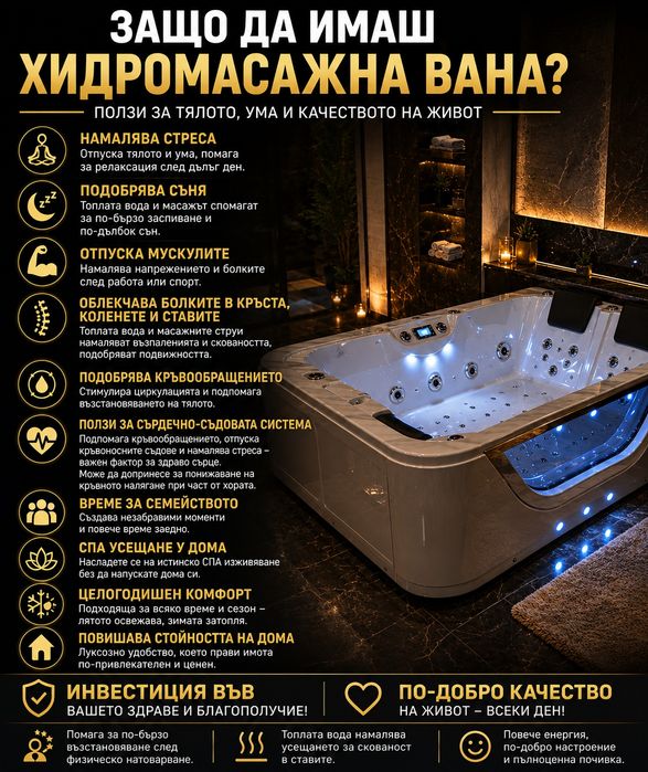 Джакузи с Подгрев до 45° за до 3ма души  1.45.х1.45