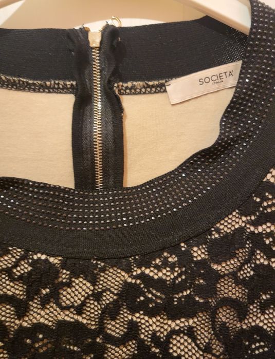 Италианска черна дантелена рокля S