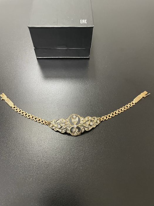 Браслет золотой 583 пробы с цирконием.