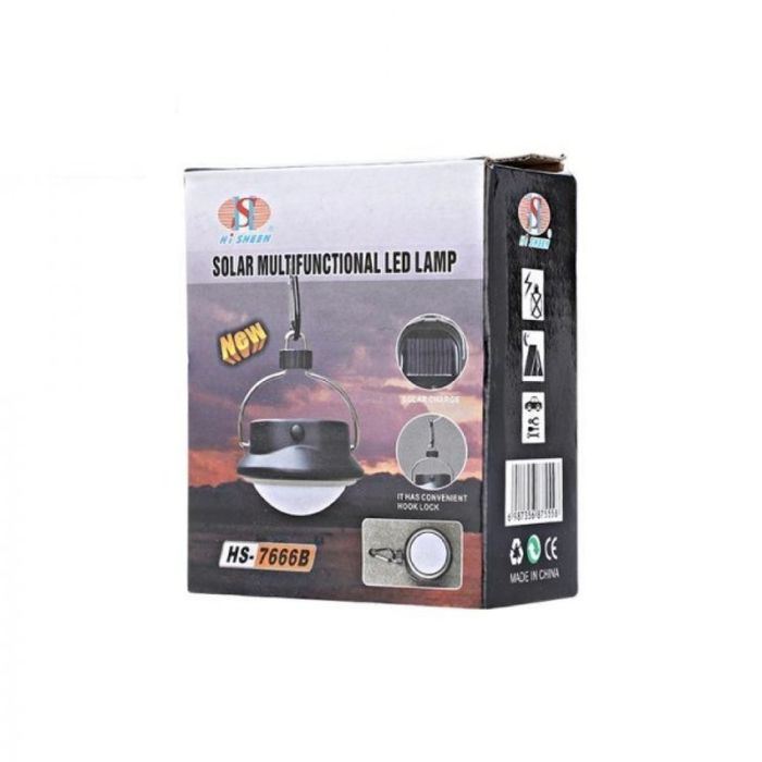 Лампа с карабинер, соларно презареждаща се батерия, ярка LED светлина