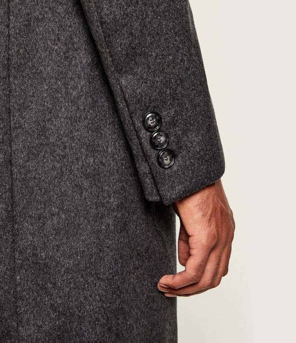 Palton slim 50 L premium CUBUS lana moale respirabila gri inchis