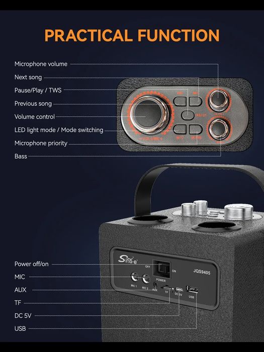 JQS 9405 SING-E 9405 ZQS колонка караоке буфер динамик с микрофоном