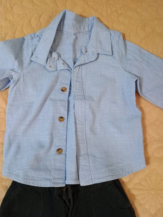 Set elegant bebe baietel cămașă, bretele si pantaloni, marca H&M, m 68